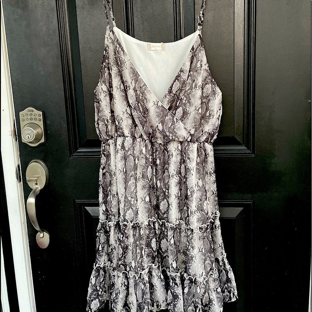 Sz Large Altar’d State Animal Print Mini Dress Black and White Skinny Strap